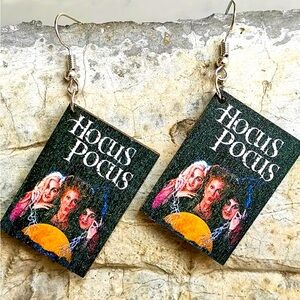 Halloween Hocus Pocus Book Dangle Earrings Witch Spooky